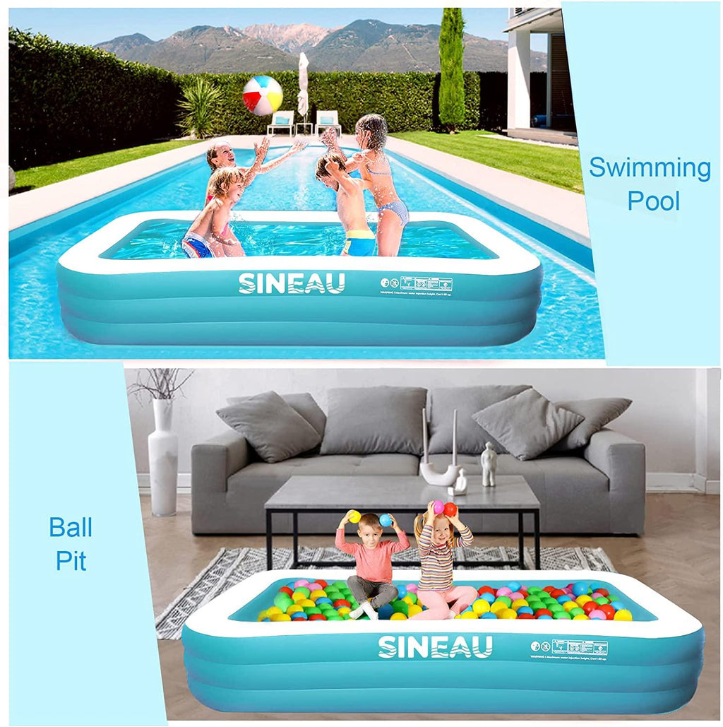 inflatable pool, sineau inflatable pool for kids and adults, 120" x 72" x 22" oversized thickened family swimming pool for kids, toddlers, adults, outdoor, garden, backyard, summer water party