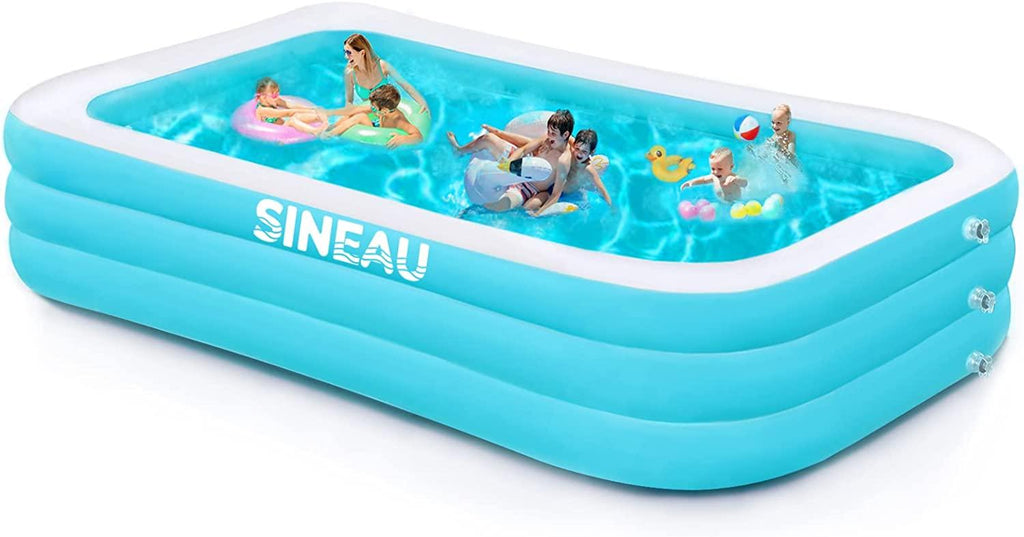 inflatable pool, sineau inflatable pool for kids and adults, 120" x 72" x 22" oversized thickened family swimming pool for kids, toddlers, adults, outdoor, garden, backyard, summer water party