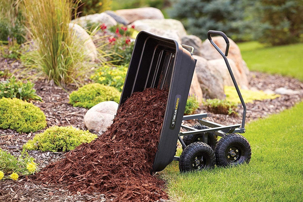 Gorilla Carts GOR4PS Poly Garden Dump Cart with Steel Frame and 10-in. Pneumatic Tires, 600-Pound Capacity, Black