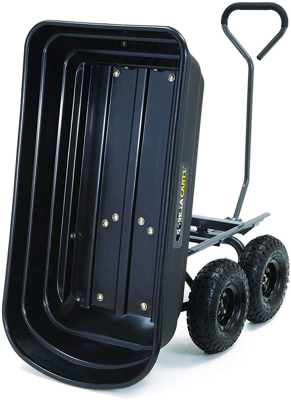 Gorilla Carts GOR4PS Poly Garden Dump Cart with Steel Frame and 10-in. Pneumatic Tires, 600-Pound Capacity, Black