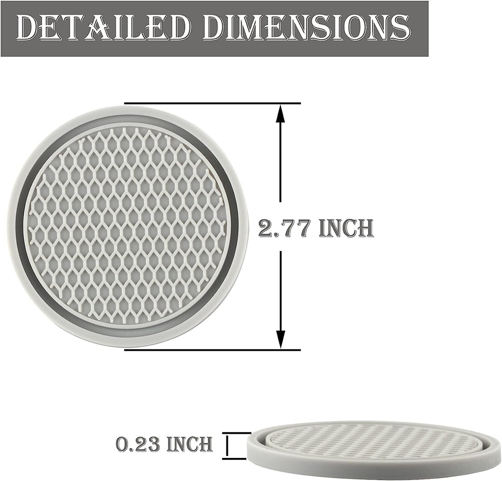 SINGARO Car Cup Coaster, 4PCS Universal Non-Slip Cup Holders Embedded in Ornaments Coaster, Car Interior Accessories, Gray