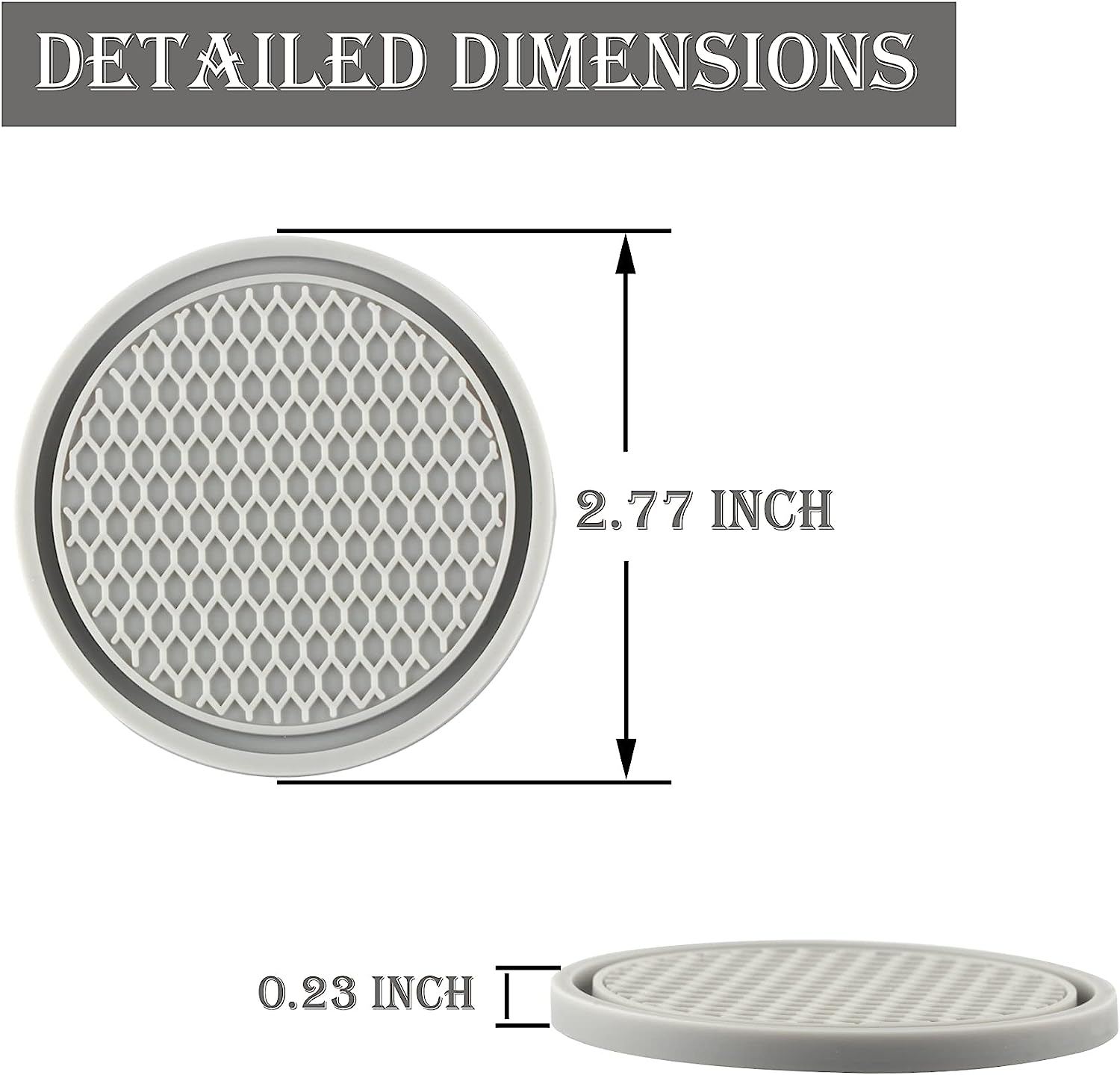 SINGARO Car Cup Coaster, 4PCS Universal Non-Slip Cup Holders Embedded in Ornaments Coaster, Car Interior Accessories, Gray