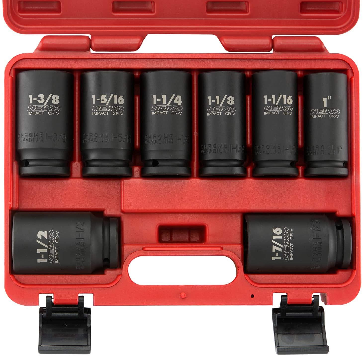 Ingersoll Rand 3/4-Inch, Quiet ImpactTool, Blue/ Silver,Standard Anvil &amp; Neiko 02461A 3/4" Drive Deep Impact Socket Set, 8 Piece | Standard SAE Sizes (1-Inch to 1-1/2-Inch) | Chrome Vanadium Steel