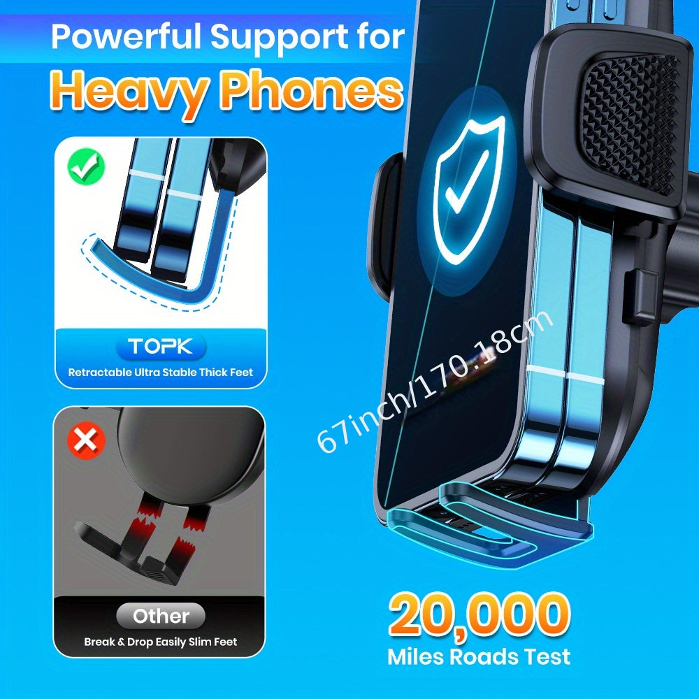 TOPK D38-C Car Phone Holder Mount, Upgraded Adjustable Horizontally And Vertically Cell Phone Holder For Car Dashboard Compatible With All Phones