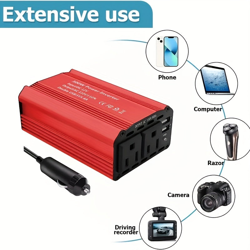 300W Power Inverter DC 12V To 110V AC Car Inverter With 5V 2.4A+3A And 2USB Car Adapters