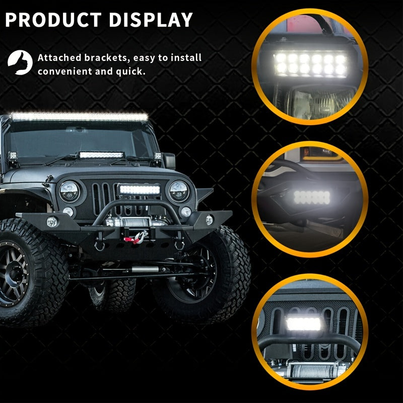 4 Pack Of 120W 12000lm LED Work Light Bar, Led Fog Light 7 Inch Off Road Light Waterproof Die-Casting Aluminum Alloy Shell For Jeep Boat UTV Truck ATV