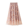 floral embroidery midi skirt