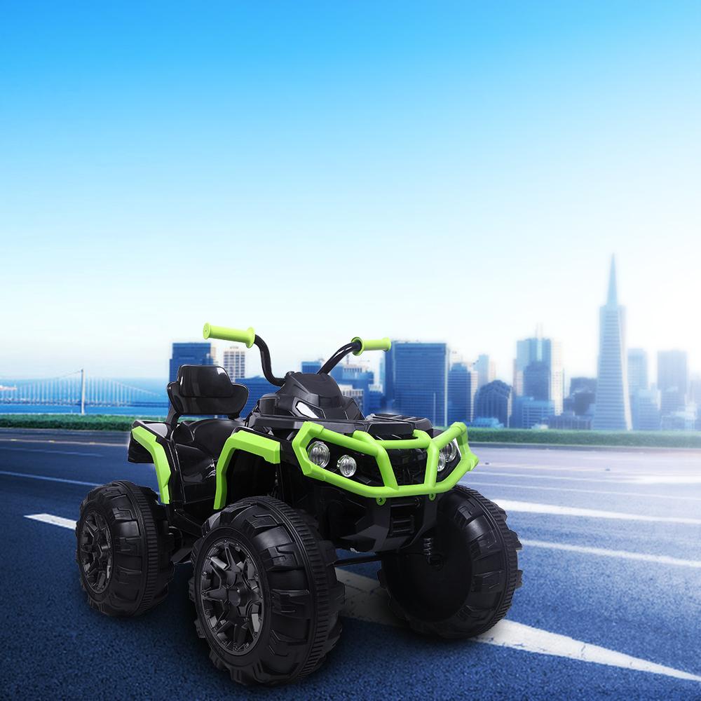 Kids Electric Ride ON Toys, Quad Ride ON Toys 12 Volt Car, 4-Wheeler ATV Ride ON Car w/ 3.7mph Max, 2 Speed, LED Lights, AUX Jack, Radio, Powered Motorcycle for Boys, 3-8 Years Old, Green, W1857
