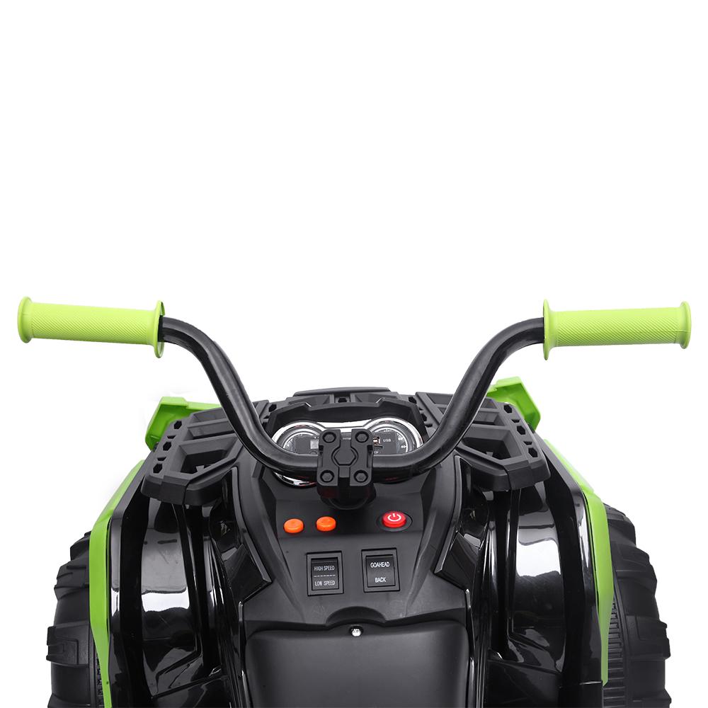 12 Volt Ride ON Toys, Battery Powered Ride ON Toys Car, 4-Wheeler ATV Ride ON Car w/ 3.7mph Max, 2 Speed, LED Lights, AUX Jack, Radio, Electric Motorcycle for Boys, 3-8 Years Old, Green, W1879