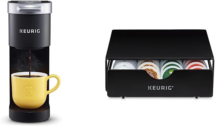 Keurig K-Mini Single Serve Coffee Maker, Black &amp; Slim Non-Rolling Storage Drawer, Coffee Pod Storage, Holds up to 24 K-Cup Pods, Black, Storage Drawer - 24ct, 9.2 x 3.3 x 12.2 inches