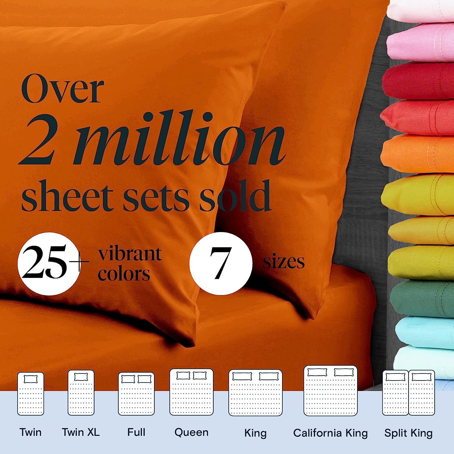 LuxClub 6 PC King Size Sheet Set Bamboo Sheets Deep Pockets 18" Eco Friendly Wrinkle Free Cooling Sheets Machine Washable Hotel Bedding Silky Soft - Autumn Orange King