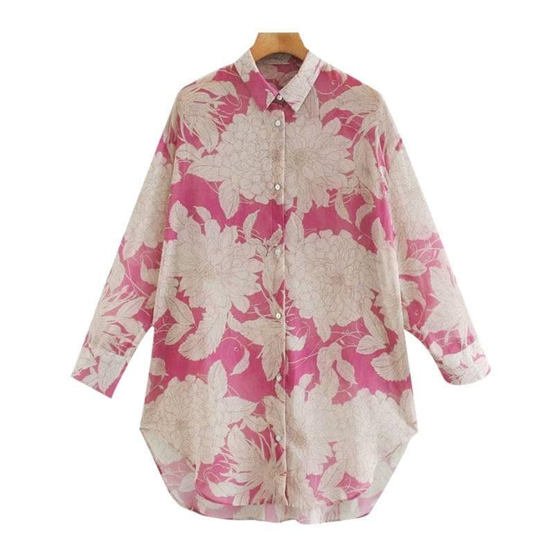 oversized chiffon floral print blouse