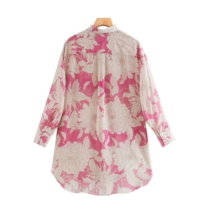 oversized chiffon floral print blouse