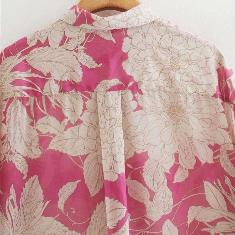 oversized chiffon floral print blouse