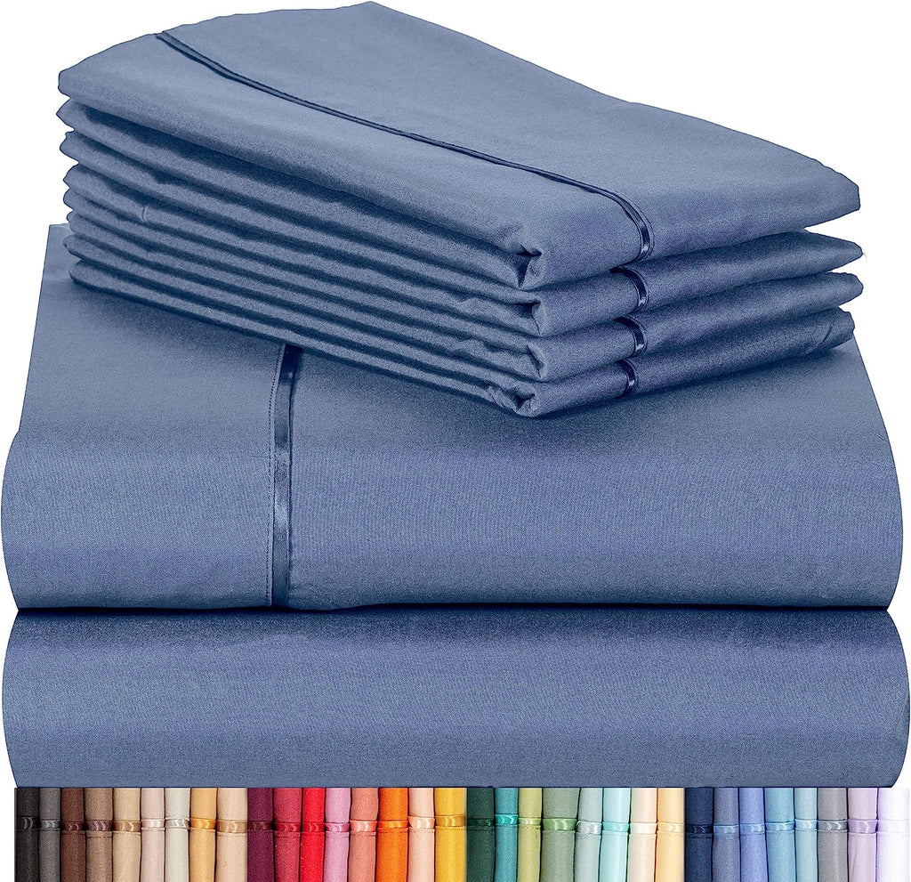 LuxClub 6 PC King Size Sheet Set Bamboo Sheets Deep Pockets 18" Eco Friendly Wrinkle Free Cooling Sheets Machine Washable Hotel Bedding Silky Soft - Oxford King