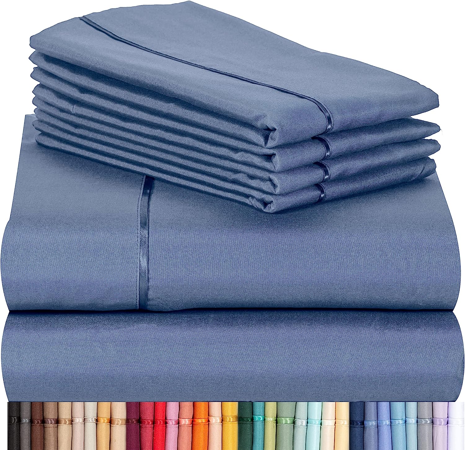 LuxClub 6 PC California King Size Sheet Set Bamboo Sheets Deep Pockets 18" Eco Friendly Wrinkle Free Cooling Sheets Machine Washable Hotel Bedding Silky Soft - Oxford California King