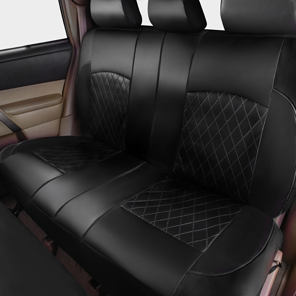 Upgrade Your Car Interior With 9Pcs/Set Quilted Leather Thread Pressing Seat Covers - Airbag Compatible &amp; Breathable!