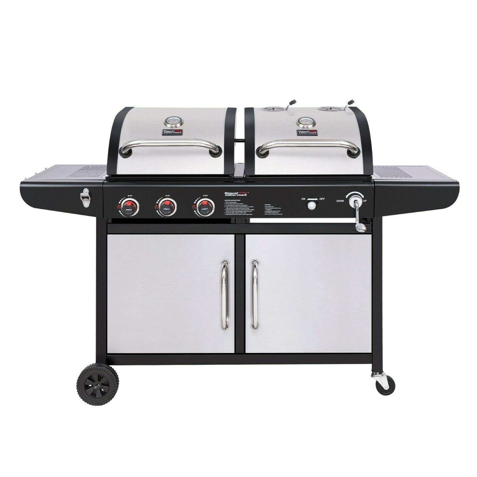 Gas Charcoal Grill Combo 3-Burner Dual Fuel Grill Combo ZH3002SN
