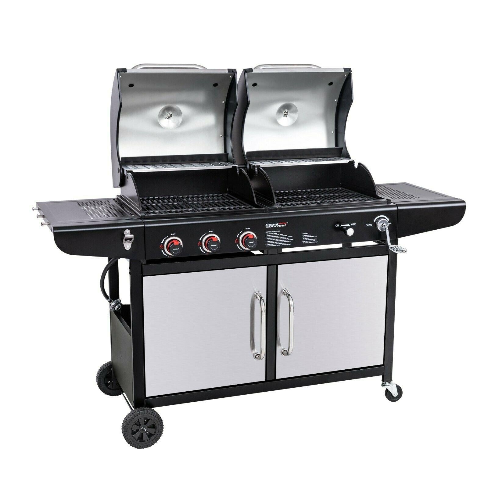 Gas Charcoal Grill Combo 3-Burner Dual Fuel Grill Combo ZH3002SN