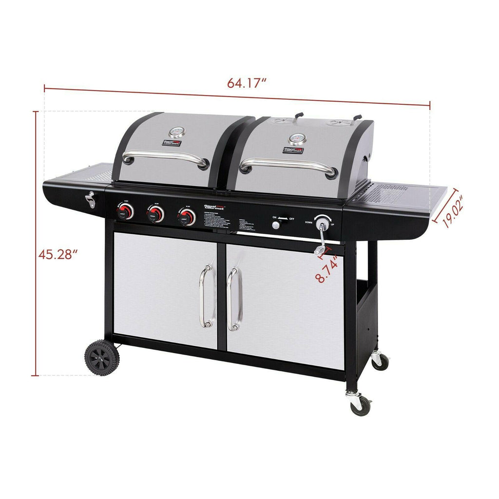 Gas Charcoal Grill Combo 3-Burner Dual Fuel Grill Combo ZH3002SN