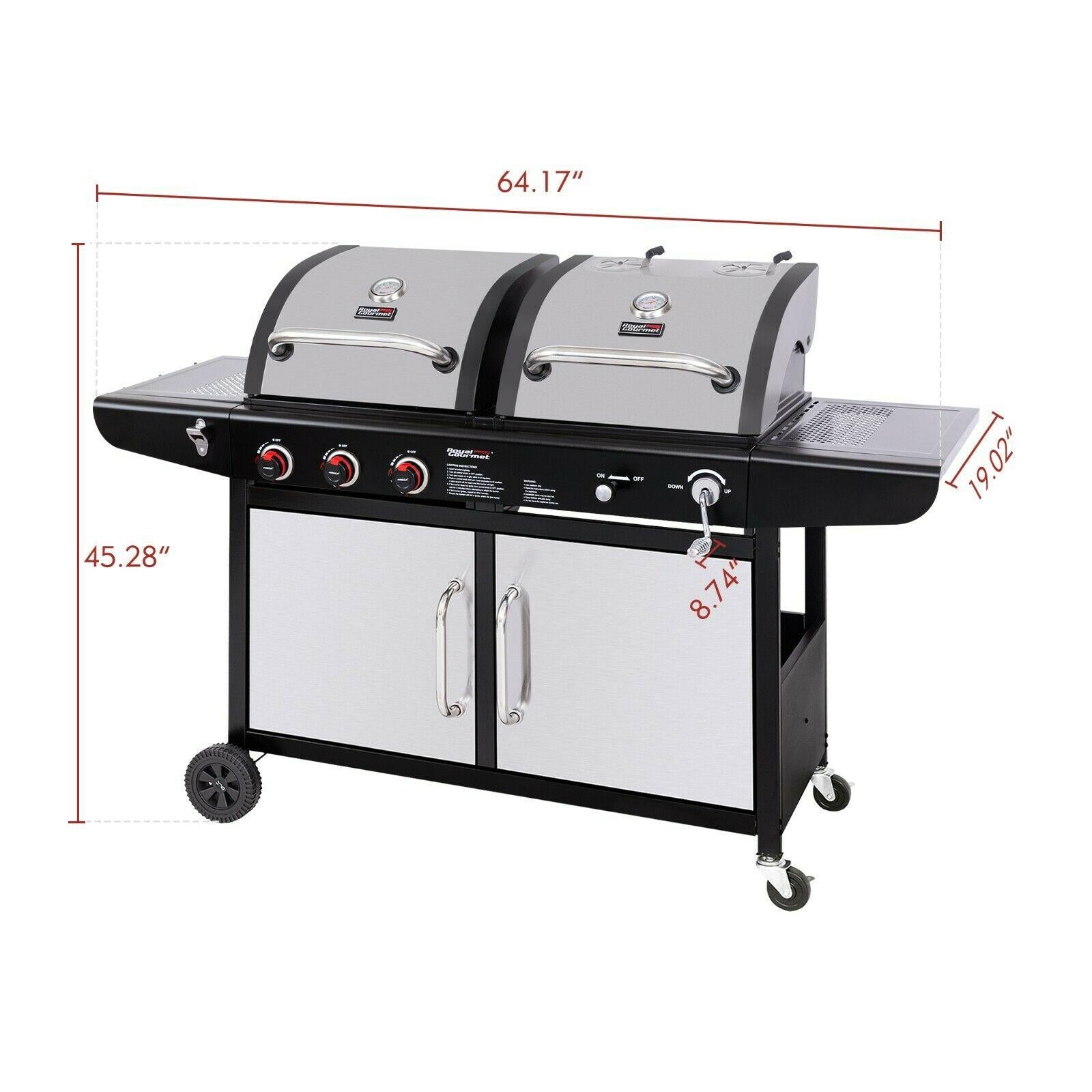 Gas Charcoal Grill Combo 3-Burner Dual Fuel Grill Combo ZH3002SN