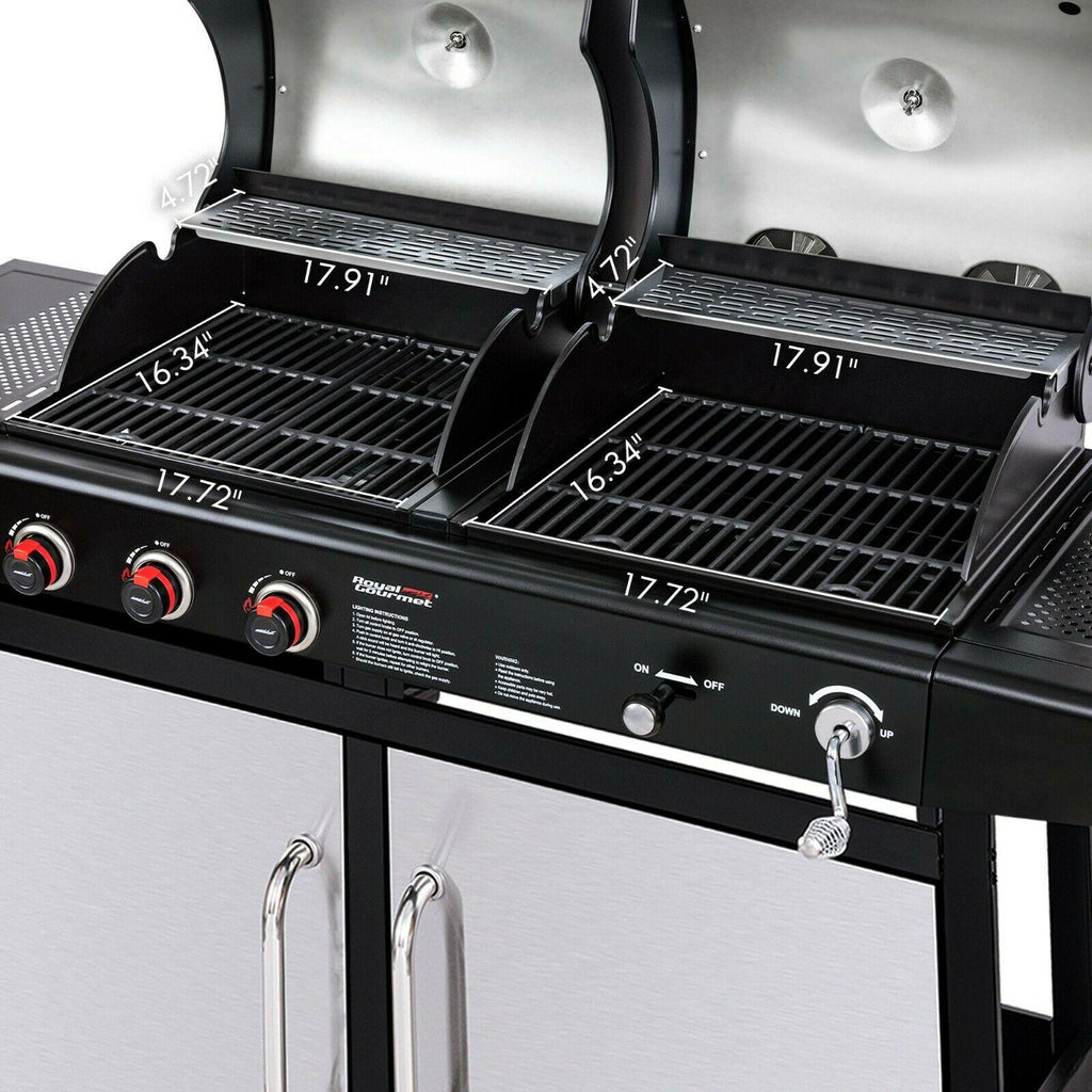 Gas Charcoal Grill Combo 3-Burner Dual Fuel Grill Combo ZH3002SN