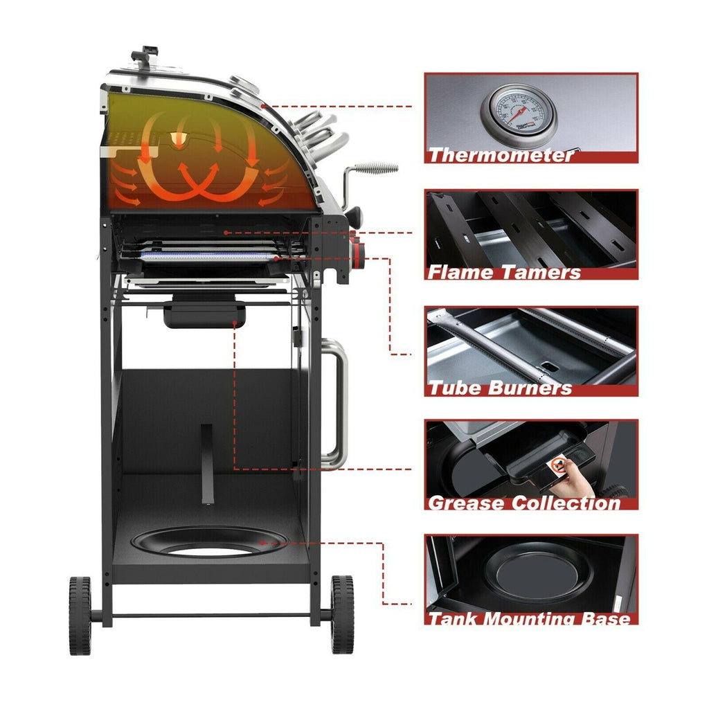 Gas Charcoal Grill Combo 3-Burner Dual Fuel Grill Combo ZH3002SN