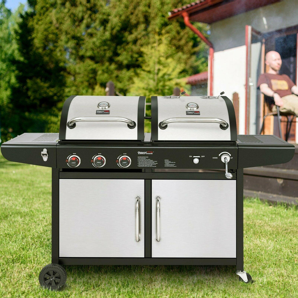 Gas Charcoal Grill Combo 3-Burner Dual Fuel Grill Combo ZH3002SN