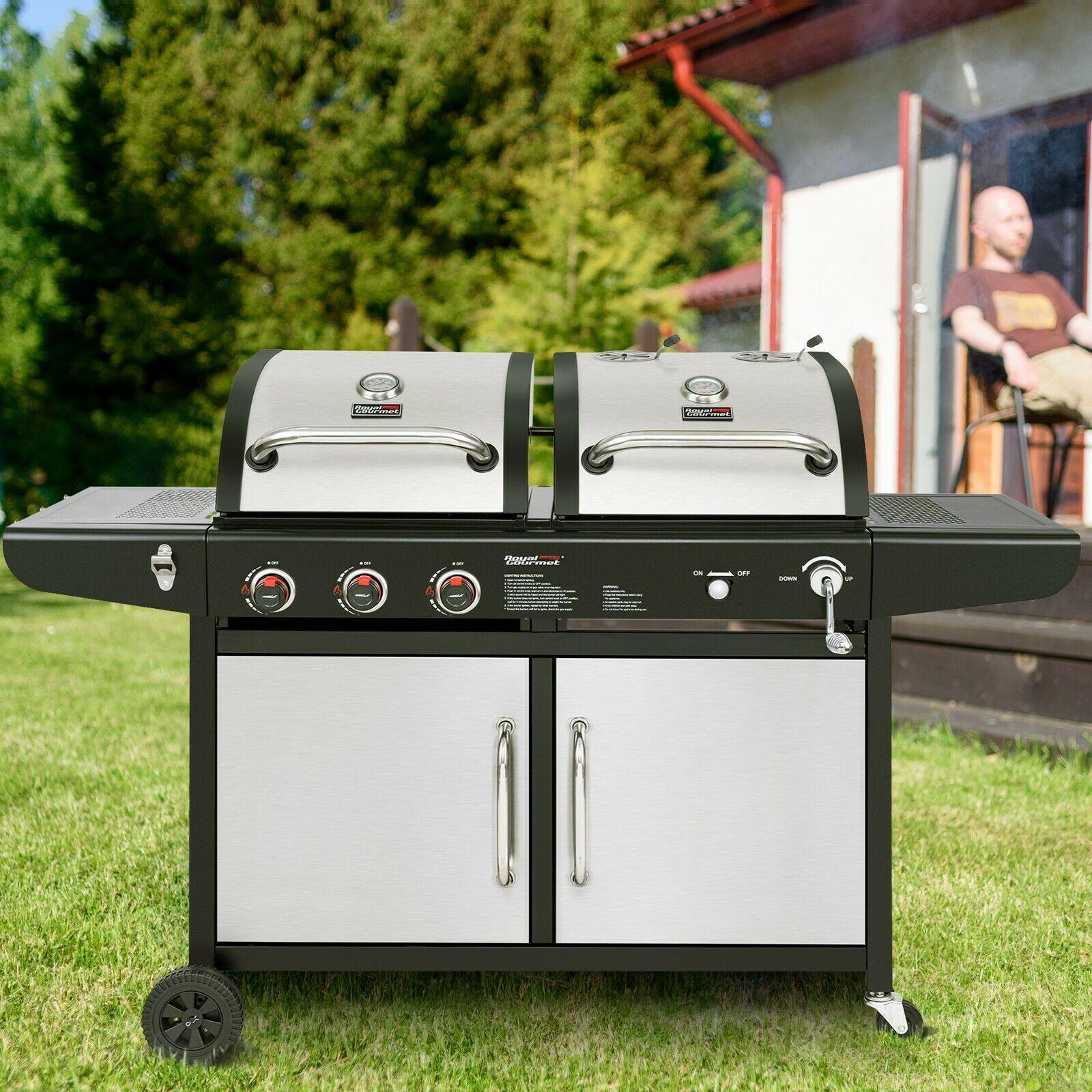 Gas Charcoal Grill Combo 3-Burner Dual Fuel Grill Combo ZH3002SN