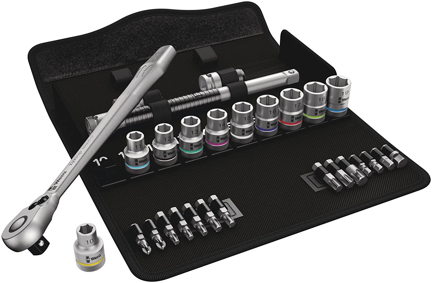 W05004078001 8100 SC 8 Zyklop Metal Ratchet Set with Switch Lever, 1/2" Drive, Metric, 28 Pieces