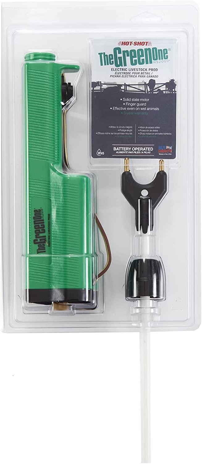 HOT-SHOT HS2000 The Green One Cattle Prod Livestock Prod with 36" Fiberglass Shaft (Item No. HS236)