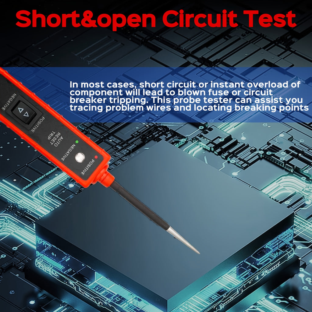 Power Circuit Probe Tester 6-24V DC Test Light Short Circuit Automotive Component Electrical Polarity Identify Continuity Tester Overload Protection