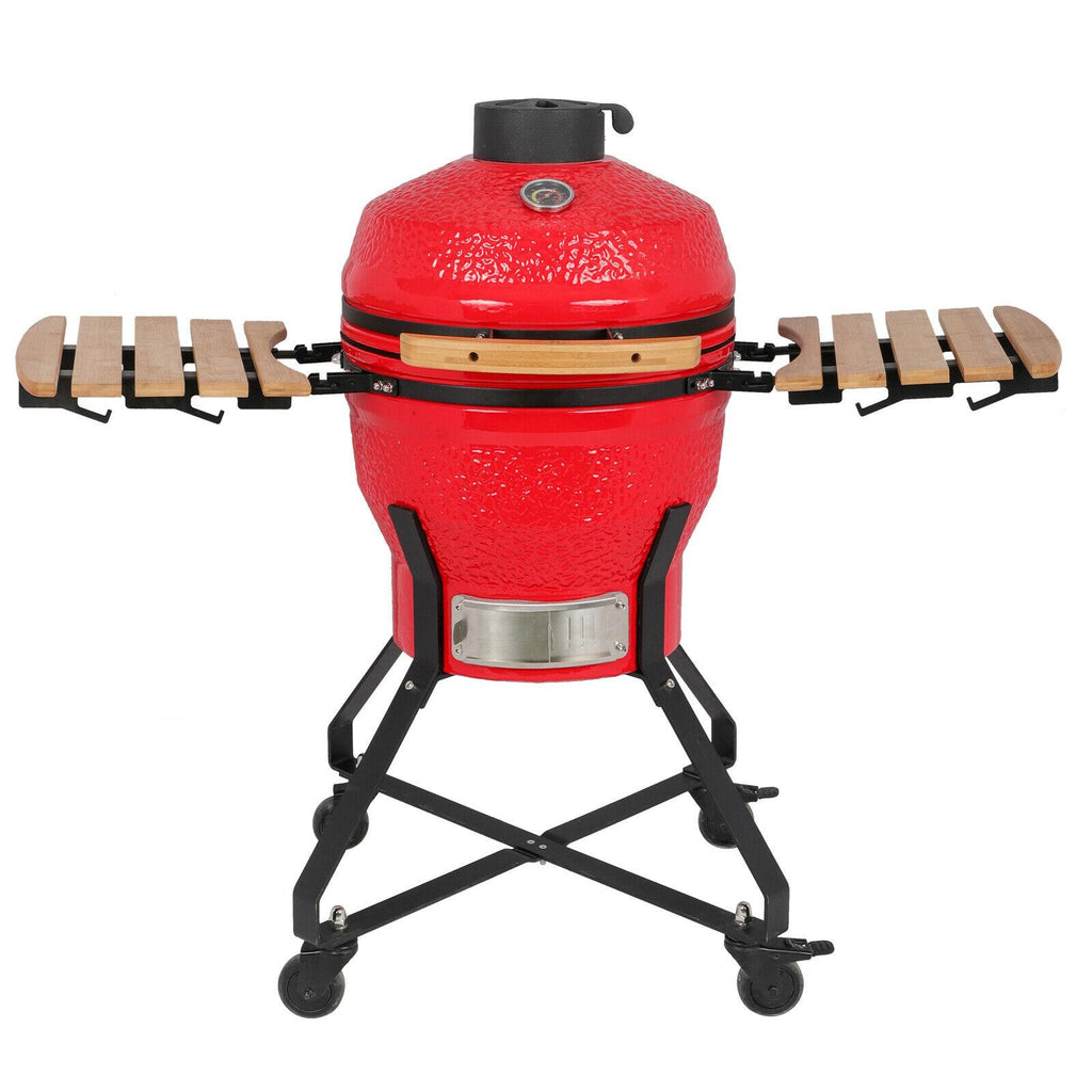 18" Kamado Grill Ceramic Charcoal Egg Grill Multifunctional Outdoor Smoker Grill