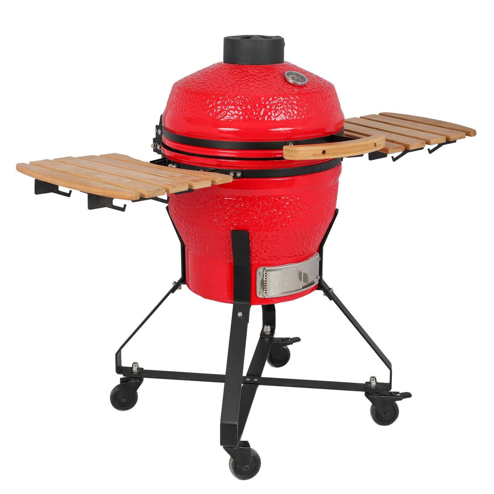18" Kamado Grill Ceramic Charcoal Egg Grill Multifunctional Outdoor Smoker Grill