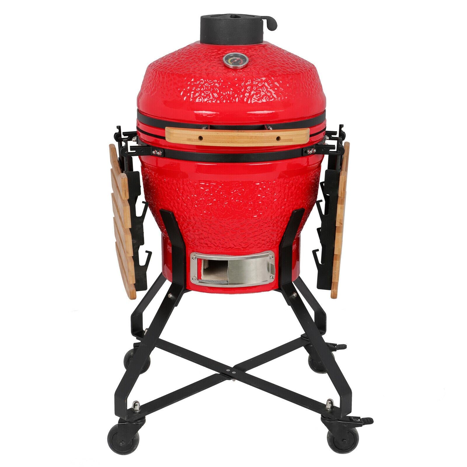 18" Kamado Grill Ceramic Charcoal Egg Grill Multifunctional Outdoor Smoker Grill