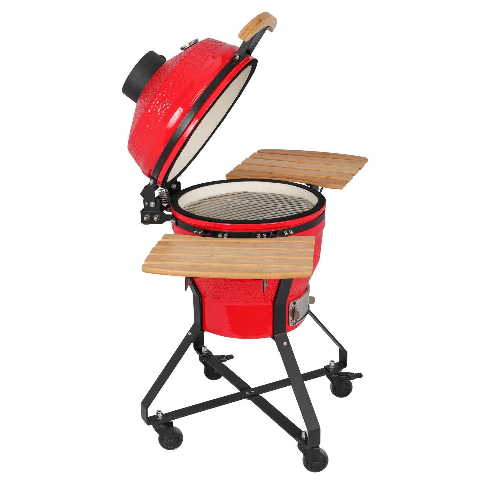 18" Kamado Grill Ceramic Charcoal Egg Grill Multifunctional Outdoor Smoker Grill