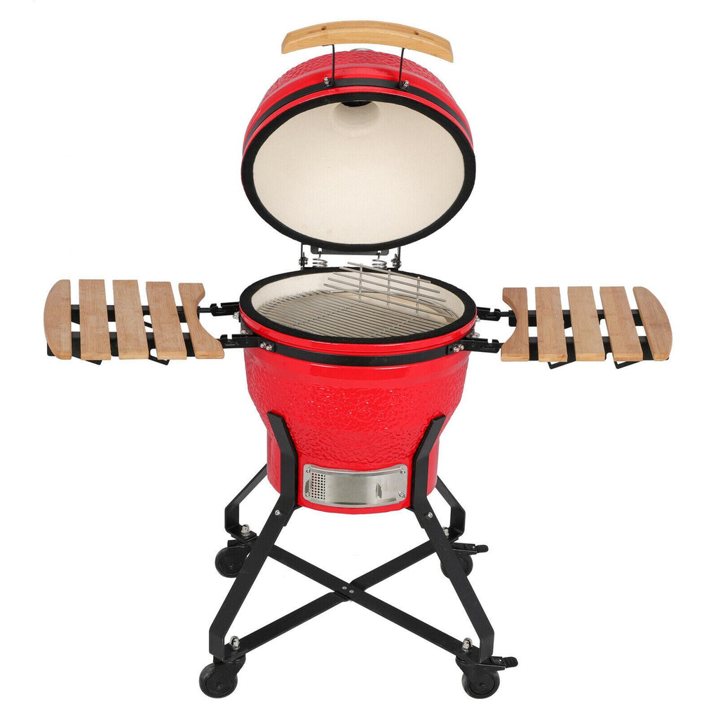 18" Kamado Grill Ceramic Charcoal Egg Grill Multifunctional Outdoor Smoker Grill