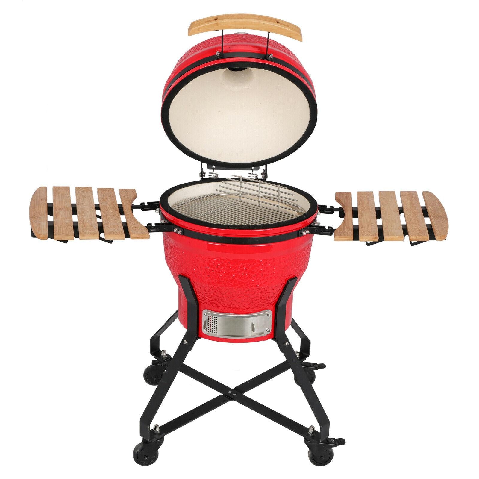 18" Kamado Grill Ceramic Charcoal Egg Grill Multifunctional Outdoor Smoker Grill