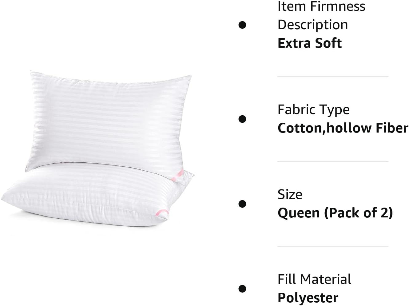 EIUE Hotel Collection Bed Pillows for Sleeping 2 Pack Queen Size, Pillows for Side and Back Sleepers,Super Soft Down Alternative Microfiber Filled Pillows,20 x 30 Inches