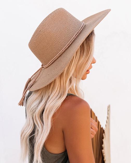Travel Companion Braided Tassel Hat - Tan