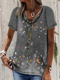 Butterfly Print Casual Short-sleeved T-shirt