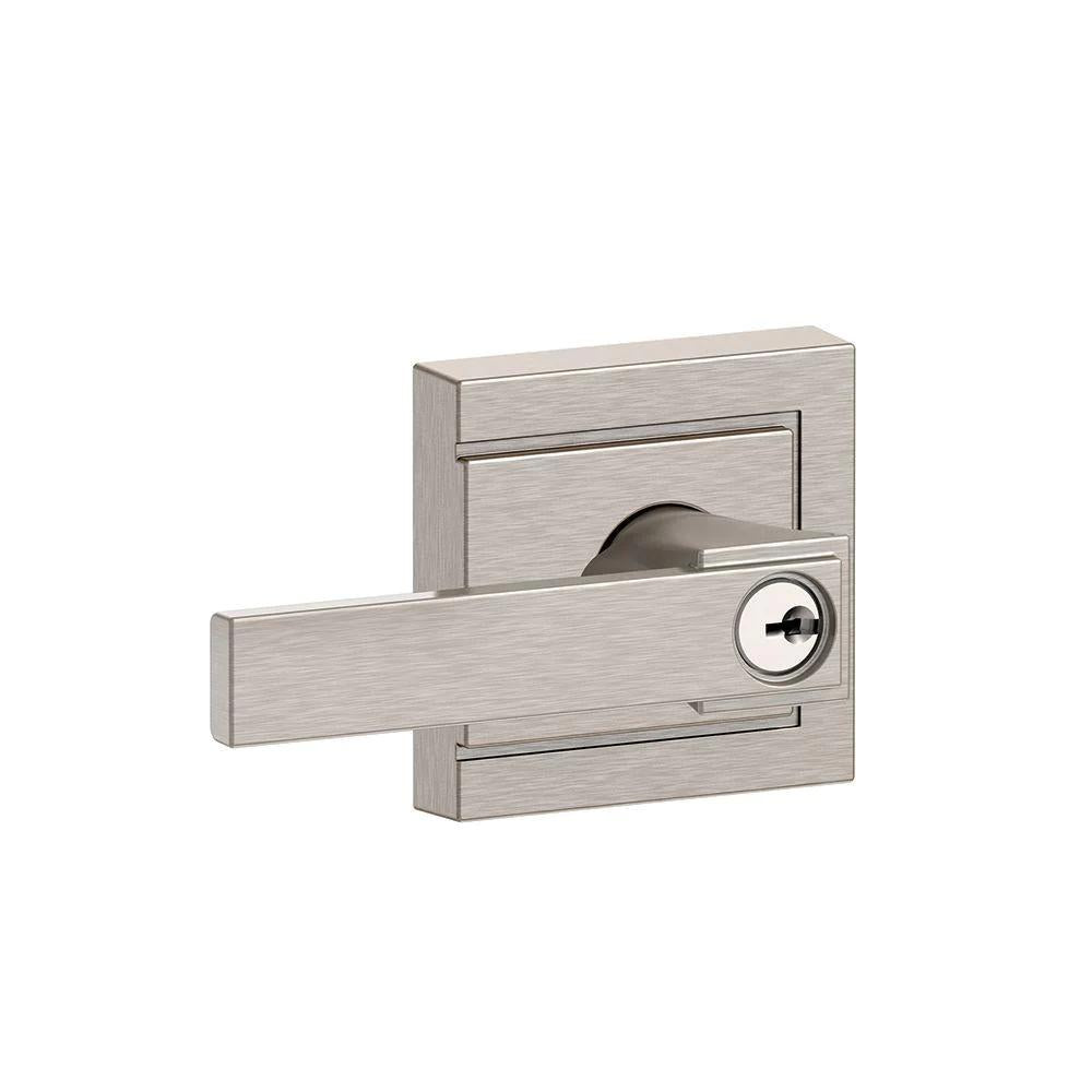 Northbrook Satin Nickel Entry Door Lever with Upland Trim