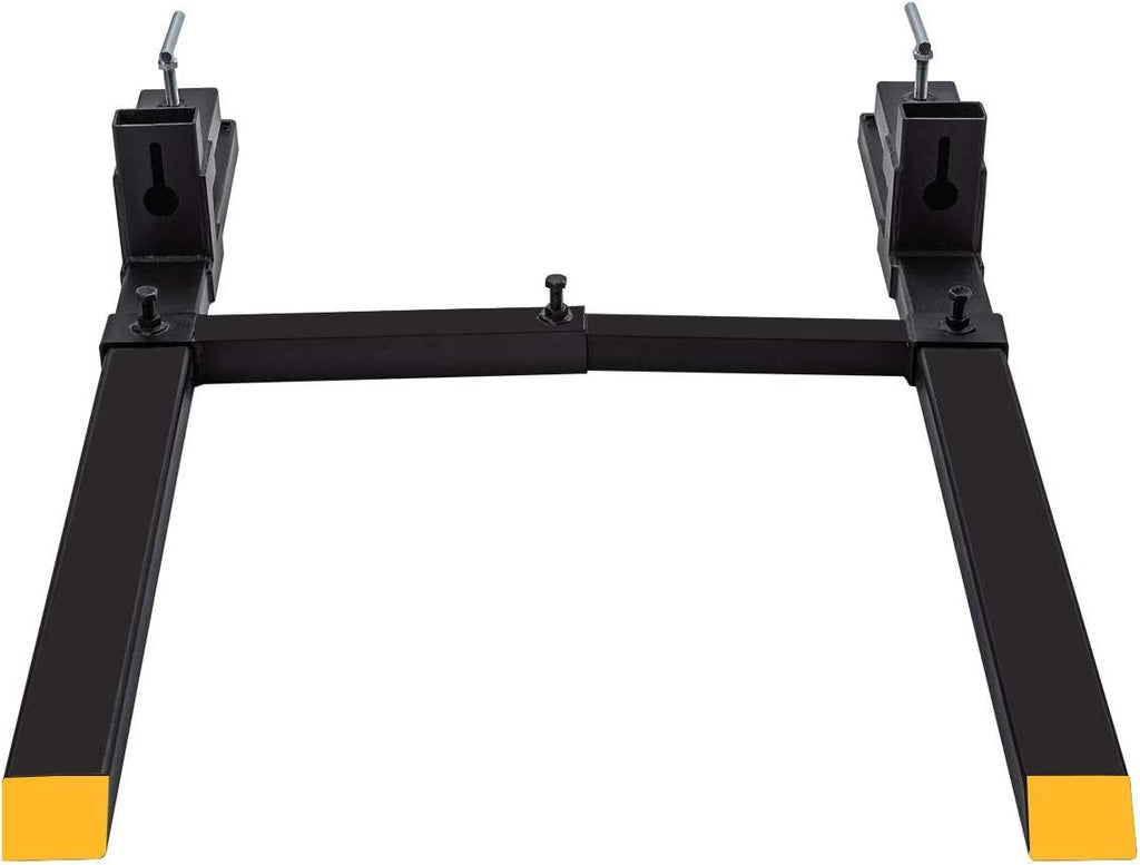 Clamp on Pallet Forks w/Adjustable Stabilizer Bar -60" 2000lbs Max- Pallet Forks Clamp On for Tractor Bucket （60inch Total Length）