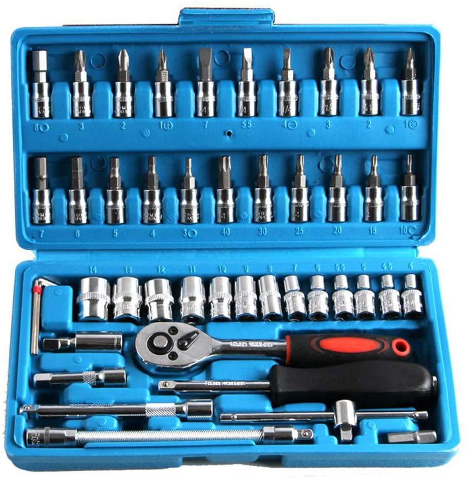 SHYPT 46pcs Wrench Socket Set Hardware Spanner Screwdriver Ratchet Wrench Set Kit Car Repairing Tools Combination Hand Tool Sets