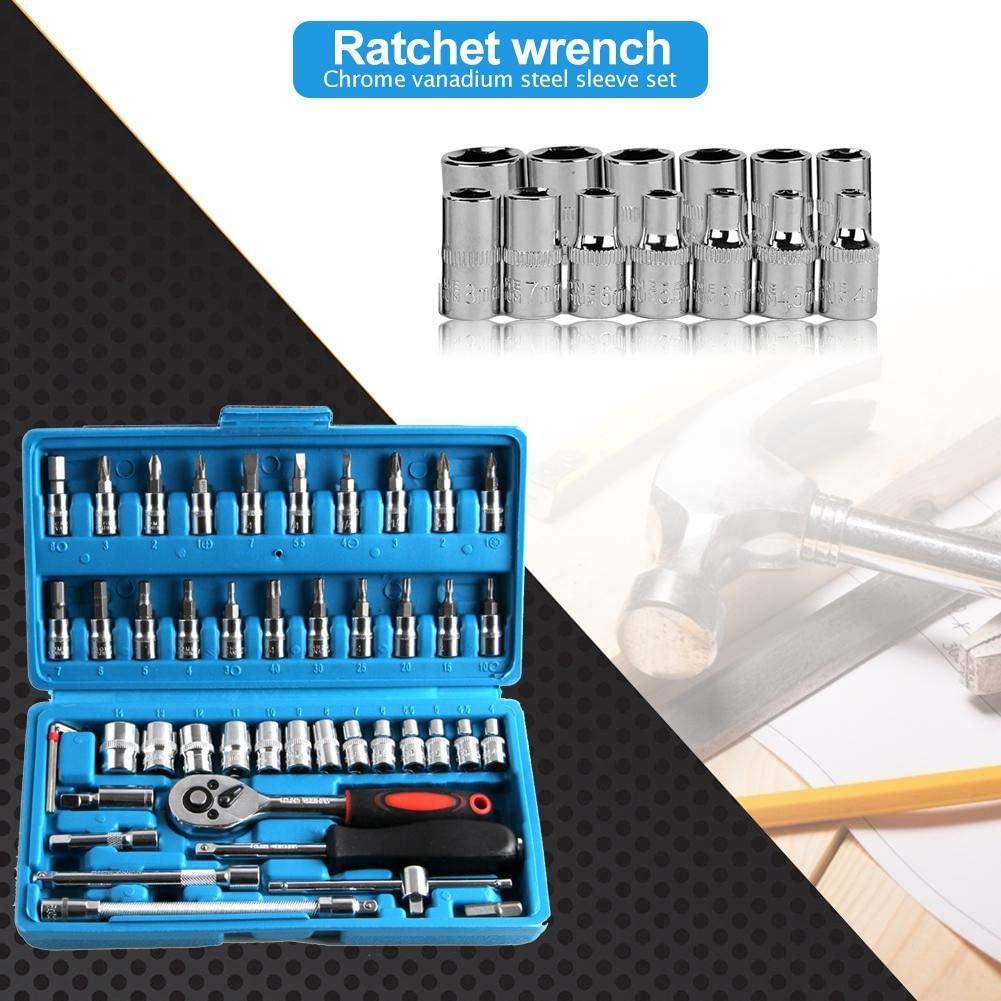 SHYPT 46pcs Wrench Socket Set Hardware Spanner Screwdriver Ratchet Wrench Set Kit Car Repairing Tools Combination Hand Tool Sets