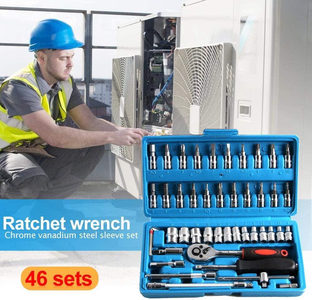 SHYPT 46pcs Wrench Socket Set Hardware Spanner Screwdriver Ratchet Wrench Set Kit Car Repairing Tools Combination Hand Tool Sets