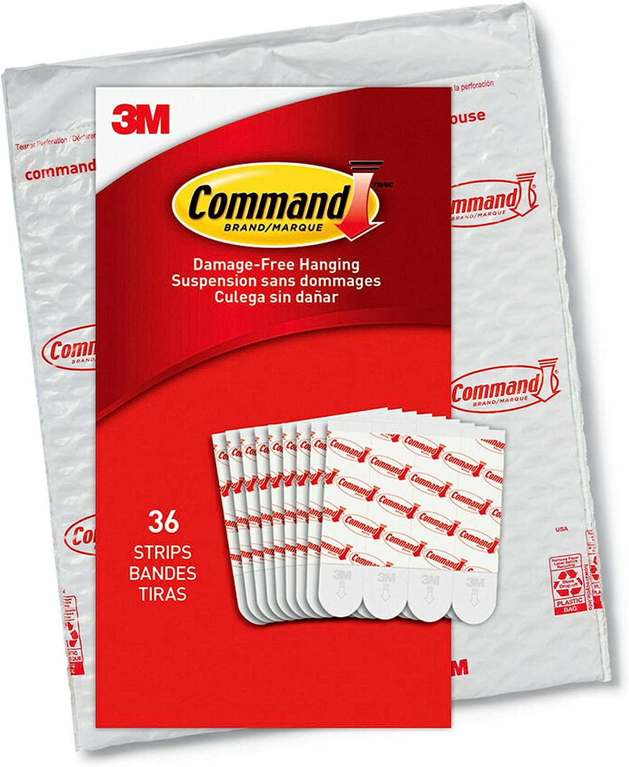 Command Large Refill Adhesive Strips, Damage Free Hanging Wall Adhesive Strips, 20 White Command Strips &amp; Medium Refill Adhesive Strips, 36 White Strips &amp; Small Refill Strips, White, 64-Strips