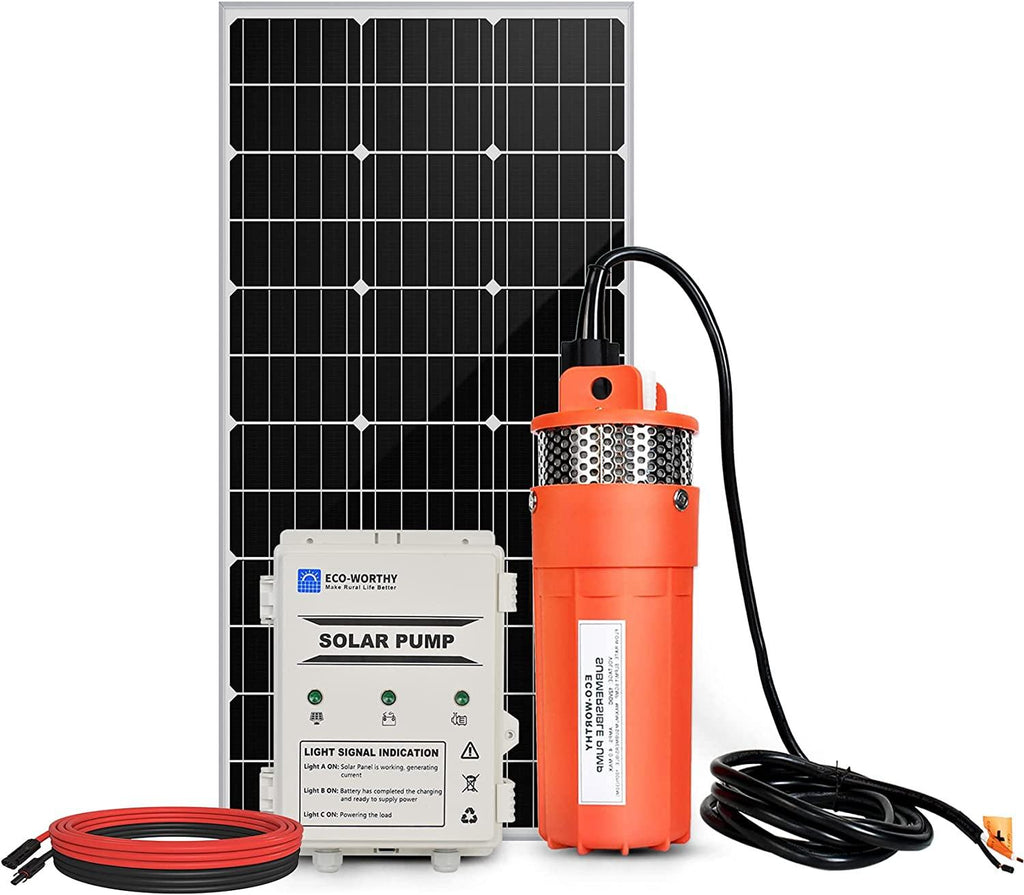 ECO-WORTHY Solar Well Pump Kit with Battery Backup, 12V Solar Water Pump + 100W Solar Panel Kit + 10Ah Battery for Well, Irrigation, Filling Water Tank-DELIVERY IN 2 PARCELS