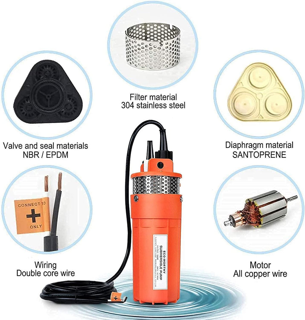 ECO-WORTHY Solar Well Pump Kit with Battery Backup, 12V Solar Water Pump + 100W Solar Panel Kit + 10Ah Battery for Well, Irrigation, Filling Water Tank-DELIVERY IN 2 PARCELS