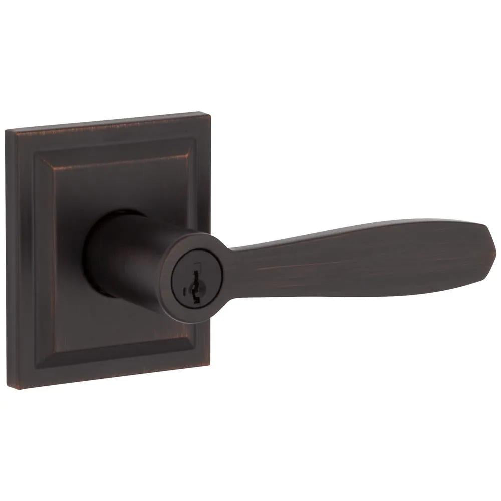 Torrey Venetian Bronze Low Profile Rose Keyed Entry Door Lever Featuring SmartKey Security